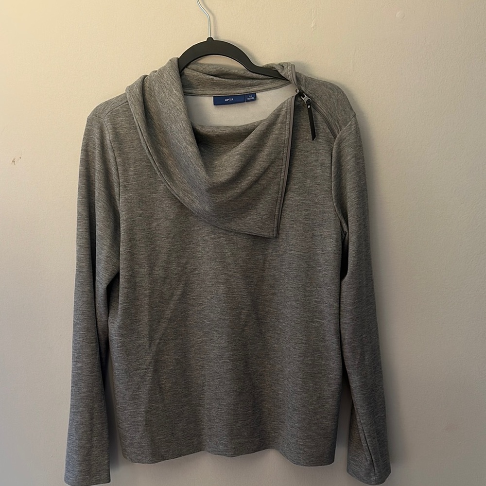 Apt. 9 Gray Cowl Neck Sweater with Asymmetrical Design
